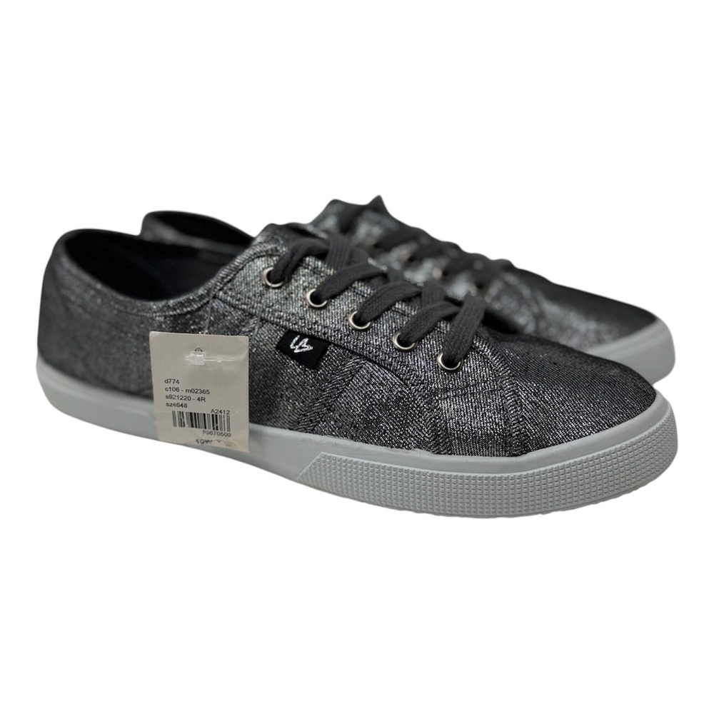 Lane Bryant Women's 10W Wide Silver Metallic Low Top Sneakers Lace Up Sparkle